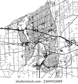 Square (1:1 aspect ratio) Vector city map of St. Catharines Ontario in Canada with black roads isolated on a white background.