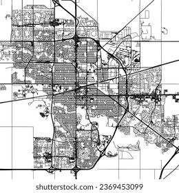 Square (1:1 aspect ratio) Vector city map of Regina Saskatchewan in Canada with black roads isolated on a white background.