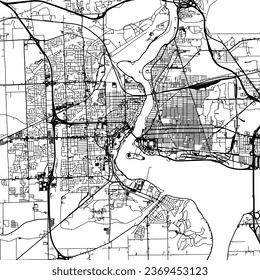 Cuadrado (relación de aspecto 1:1) Mapa de la ciudad vectorial de las Cataratas del Niágara en Ontario en Canadá con carreteras negras aisladas en un fondo blanco.