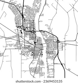 Square (1:1 aspect ratio) Vector city map of Saint-Jean-sur-Richelieu Quebec in Canada with black roads isolated on a white background.