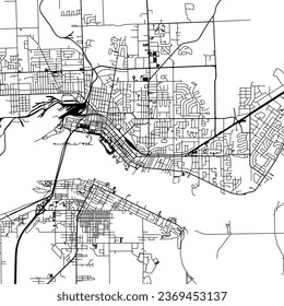 Platz (1:1 Seitenverhältnis) Vektor Stadtplan von Sault Ste. Marie Ontario in Kanada mit schwarzen Straßen einzeln auf weißem Hintergrund.