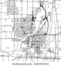 Square (1:1 aspect ratio) Vector city map of Welland Ontario in Canada with black roads isolated on a white background.