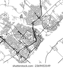 Square (1:1 aspect ratio) Vector city map of Trois-Rivières Quebec in Canada with black roads isolated on a white background.