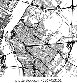 Square (1:1 aspect ratio) Vector city map of Lonqueuil Quebec in Canada with black roads isolated on a white background.