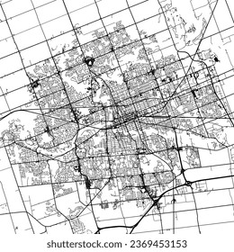 Square (1:1 aspect ratio) Vector city map of London Ontario in Canada with black roads isolated on a white background.