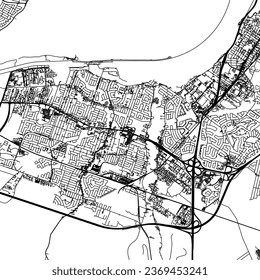 Square (1:1 aspect ratio) Vector city map of Candiac - Sainte-Catherine Quebec in Canada with black roads isolated on a white background.