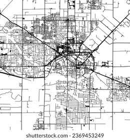 Square (1:1 aspect ratio) Vector city map of Langley British Columbia in Canada with black roads isolated on a white background.