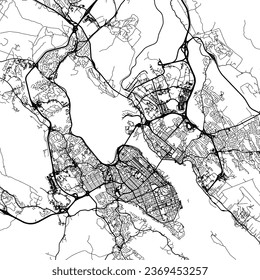 Square (1:1 aspect ratio) Vector city map of Halifax Nova Scotia in Canada with black roads isolated on a white background.