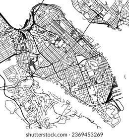 Square (1:1 aspect ratio) Vector city map of Halifax Center Nova Scotia in Canada with black roads isolated on a white background.