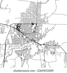 Square (1:1 aspect ratio) Vector city map of Granby Quebec in Canada with black roads isolated on a white background.