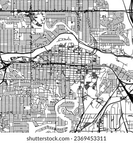 Platz (1:1 Seitenverhältnis) Vektor Stadtplan des Calgary Zentrums Alberta in Kanada mit schwarzen Straßen einzeln auf weißem Hintergrund.