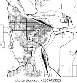Square (1:1 aspect ratio) Vector city map of Prince George British Columbia in Canada with black roads isolated on a white background.