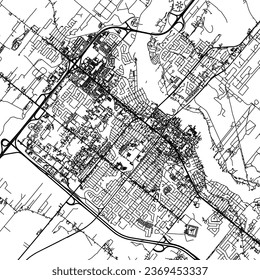 Square (1:1 aspect ratio) Vector city map of Drummondville Quebec in Canada with black roads isolated on a white background.