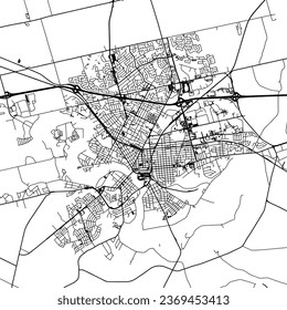 Square (1:1 aspect ratio) Vector city map of Brantford Ontario in Canada with black roads isolated on a white background.