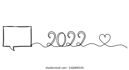 Quadrat mit 2022 Jahr als Linienzeichnung auf weißem Hintergrund. Vektorgrafik