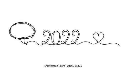 Cuadrado con 2022 años como dibujo de línea sobre fondo blanco. Vector
