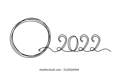 Cuadrado con 2022 años como dibujo de línea sobre fondo blanco. Vector