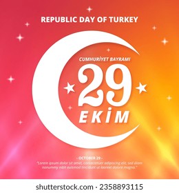 Square 29 Ekim Cumhuriyet Bayrami or Turkey Republic Day background with crescent moon and star