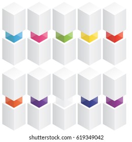 Square 3D bars with colorful clear glass interior for use in charts, graphs, reports, and presentations