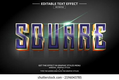 Square 3D editable text effect template