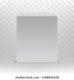 Square 3D geometric shape on gray transparent background