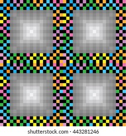 Square abstract background. Abstract checkered design. Pattern was made from squares. Vintage checkered table in pixel style.