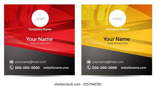 Square abstract background creative business card template modern dynamic design front. 