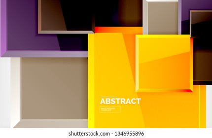 Square abstract background, glossy geometric design. Vector poster design