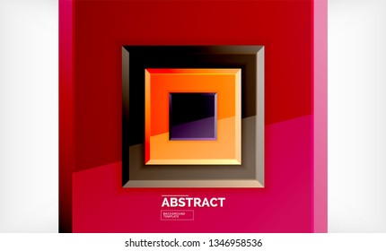 Fondo abstracto cuadrado, diseño geométrico brillante. Diseño de póster vectorial