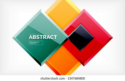 Square abstract background, glossy geometric design. Vector poster design