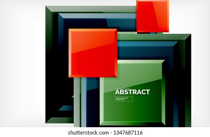 Square abstract background, glossy geometric design. Vector poster design