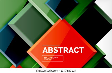 Square abstract background, glossy geometric design. Vector poster design