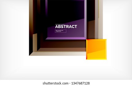 Square abstract background, glossy geometric design. Vector poster design