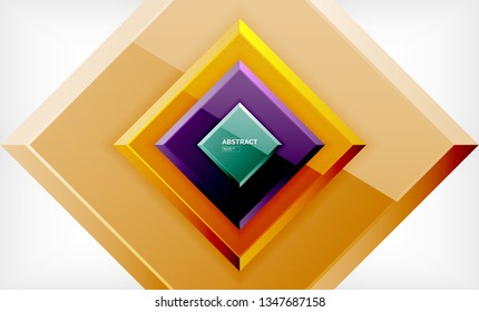 Square abstract background, glossy geometric design. Vector poster design