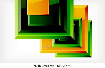 Square abstract background, glossy geometric design. Vector poster design