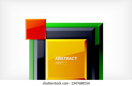 Square abstract background, glossy geometric design. Vector poster design