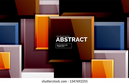 Square abstract background, glossy geometric design. Vector poster design