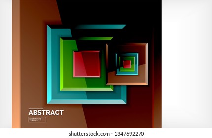 Square abstract background, glossy geometric design. Vector poster design