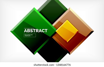 Square abstract background, glossy geometric design. Vector poster design