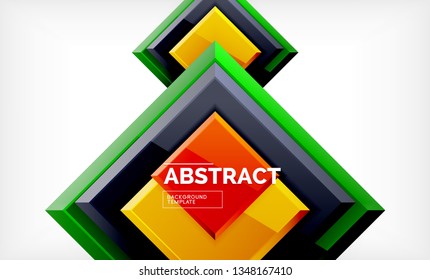 Square abstract background, glossy geometric design. Vector poster design