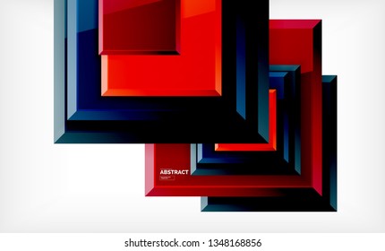 Square abstract background, glossy geometric design. Vector poster design