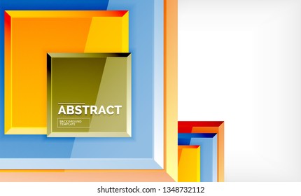 Square abstract background, glossy geometric design. Vector poster design