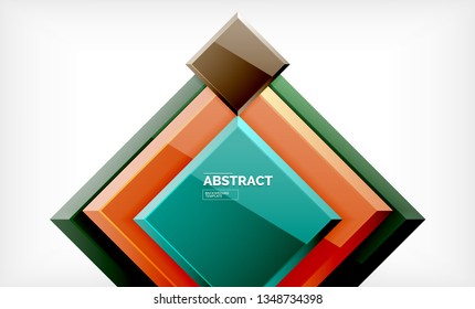 Square abstract background, glossy geometric design. Vector poster design