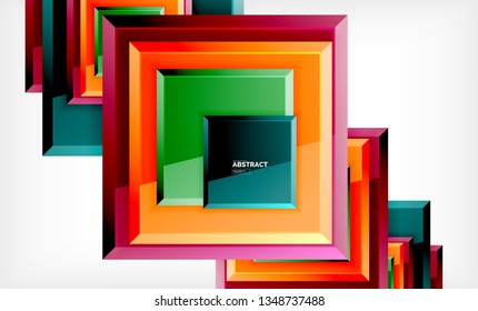 Square abstract background, glossy geometric design. Vector poster design