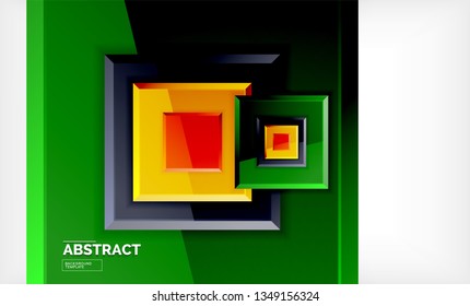 Square abstract background, glossy geometric design. Vector poster design