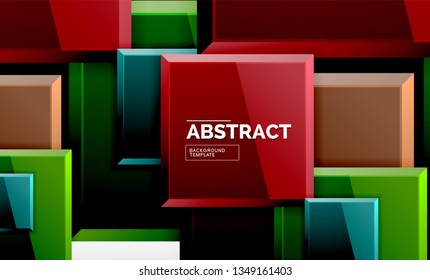 Square abstract background, glossy geometric design. Vector poster design
