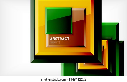 Square abstract background, glossy geometric design. Vector poster design