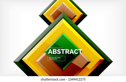 Square abstract background, glossy geometric design. Vector poster design