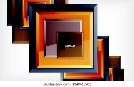 Square abstract background, glossy geometric design. Vector poster design