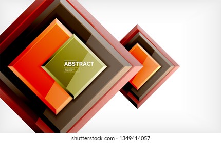 Square abstract background, glossy geometric design. Vector poster design